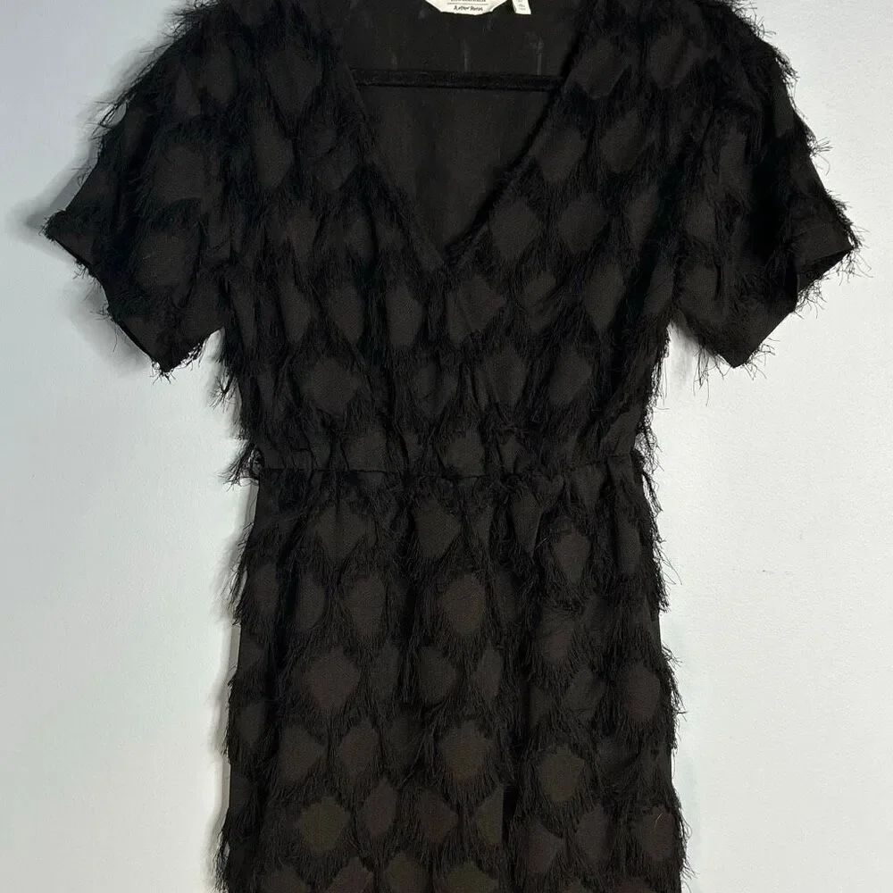 Los Angeles Atelier Little Black Dress with Fringe V Neck Sz 6
